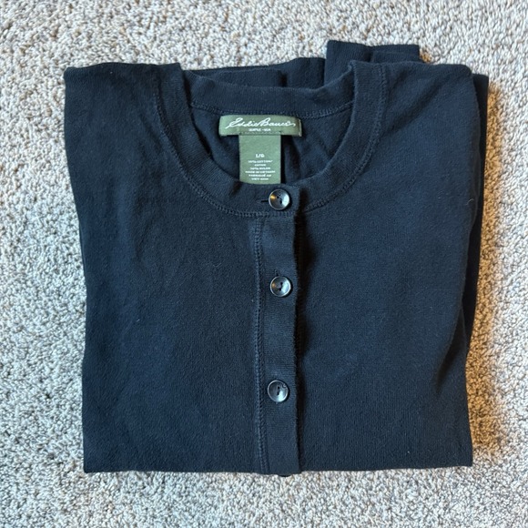 Eddie Bauer Women's Black 3/4 Sleeve Button Cardigan Large - Picture 1 of 8